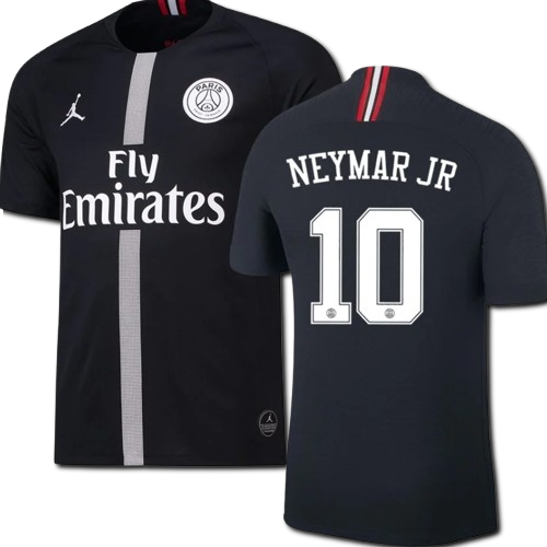18-19paris Saint-Germain Camisa Preta de Manga Longa 10 NEYMAR JR Retro Championship Jersey